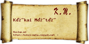 Kókai Máté névjegykártya
